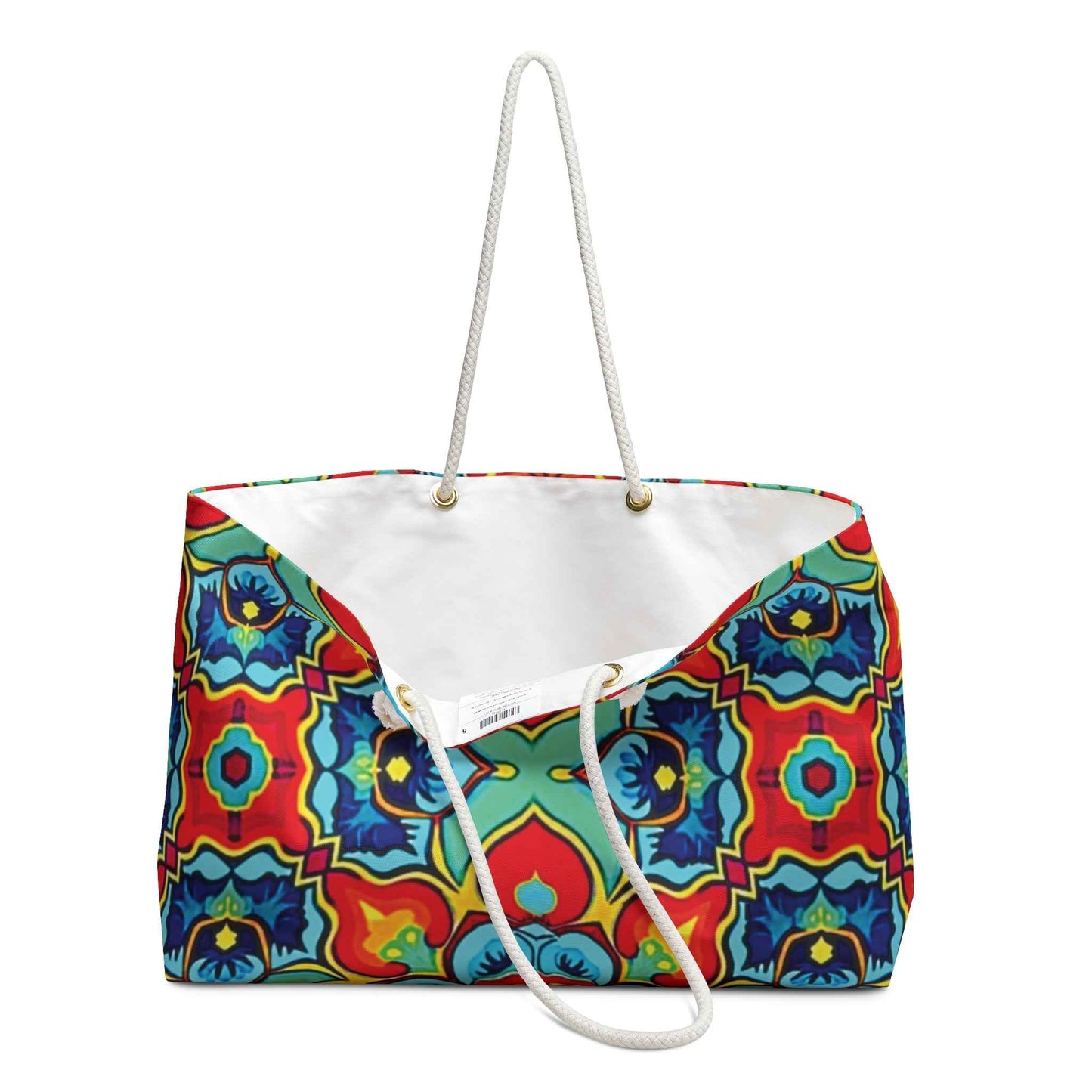 Colorful Kaleidoscope Pattern Weekender Bag | Bright Floral Geometric Tote