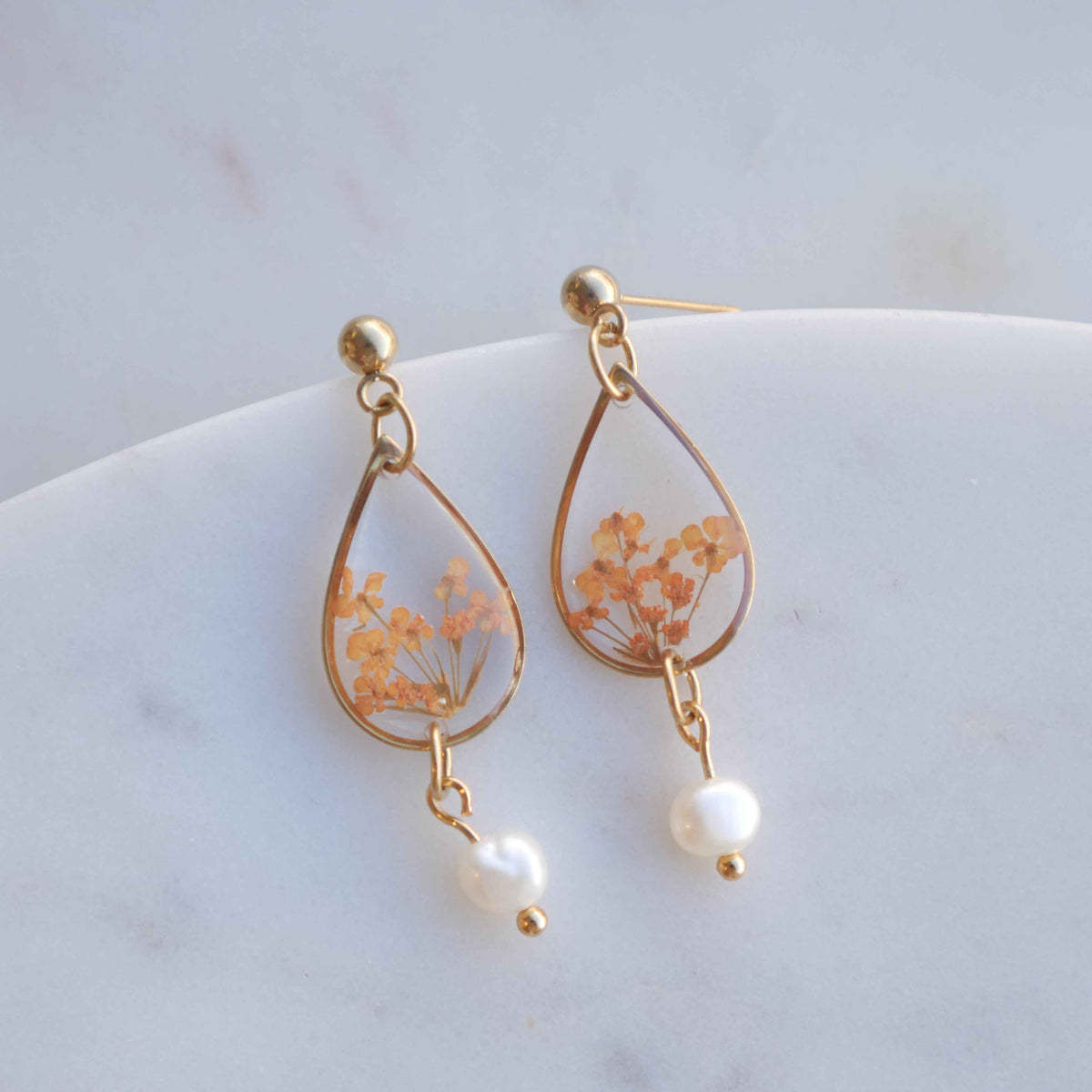 Boucles d’oreilles Perla - Estelle orange - goutte (moyen)