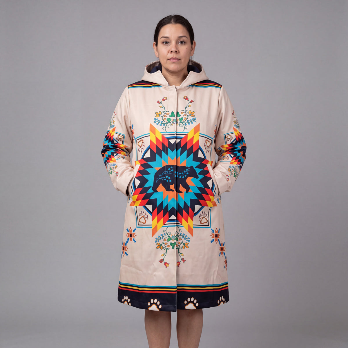 OLDTRIBES Courage bear Long Coat (white)