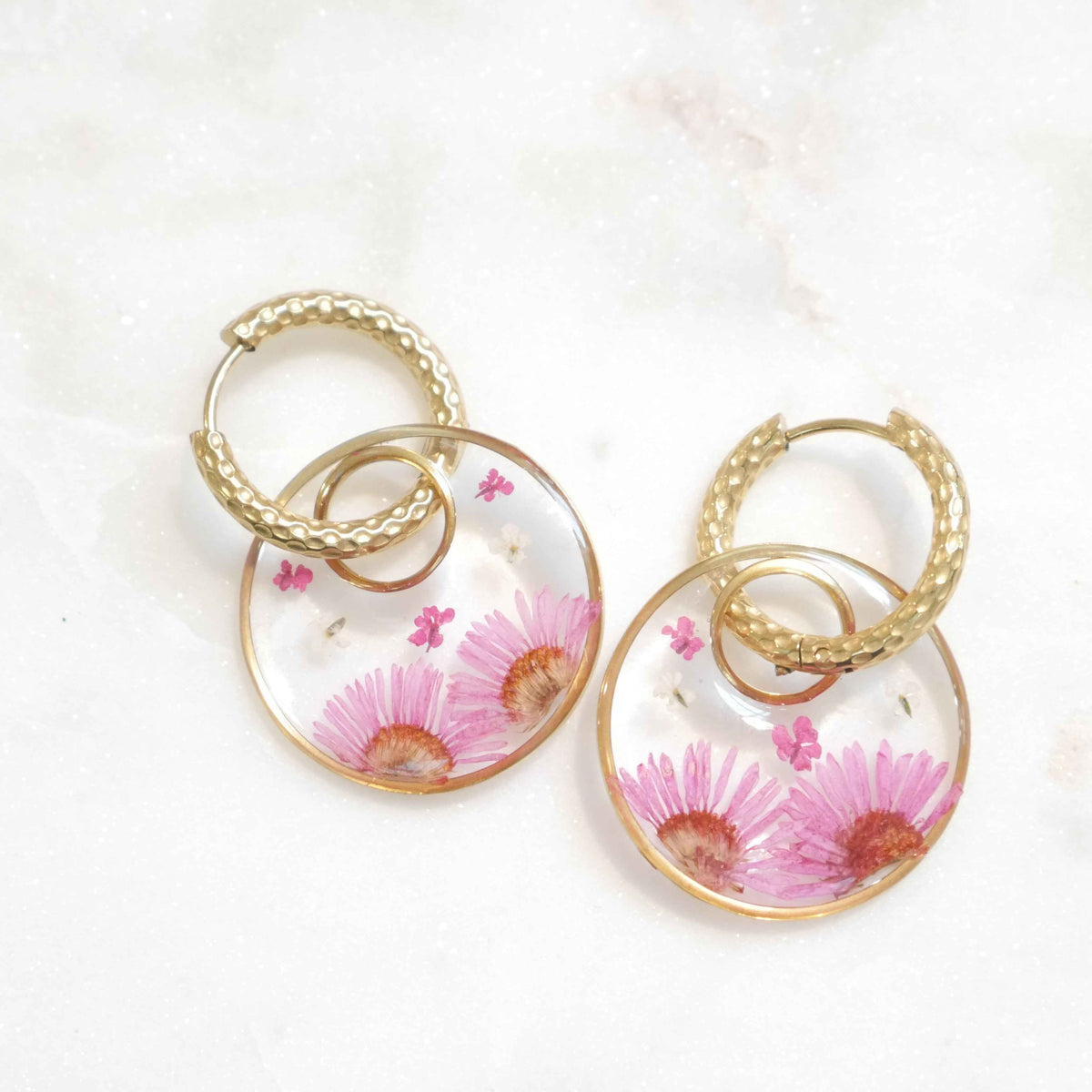 Boucles d'oreilles Thalia fushia - rond - (XL)