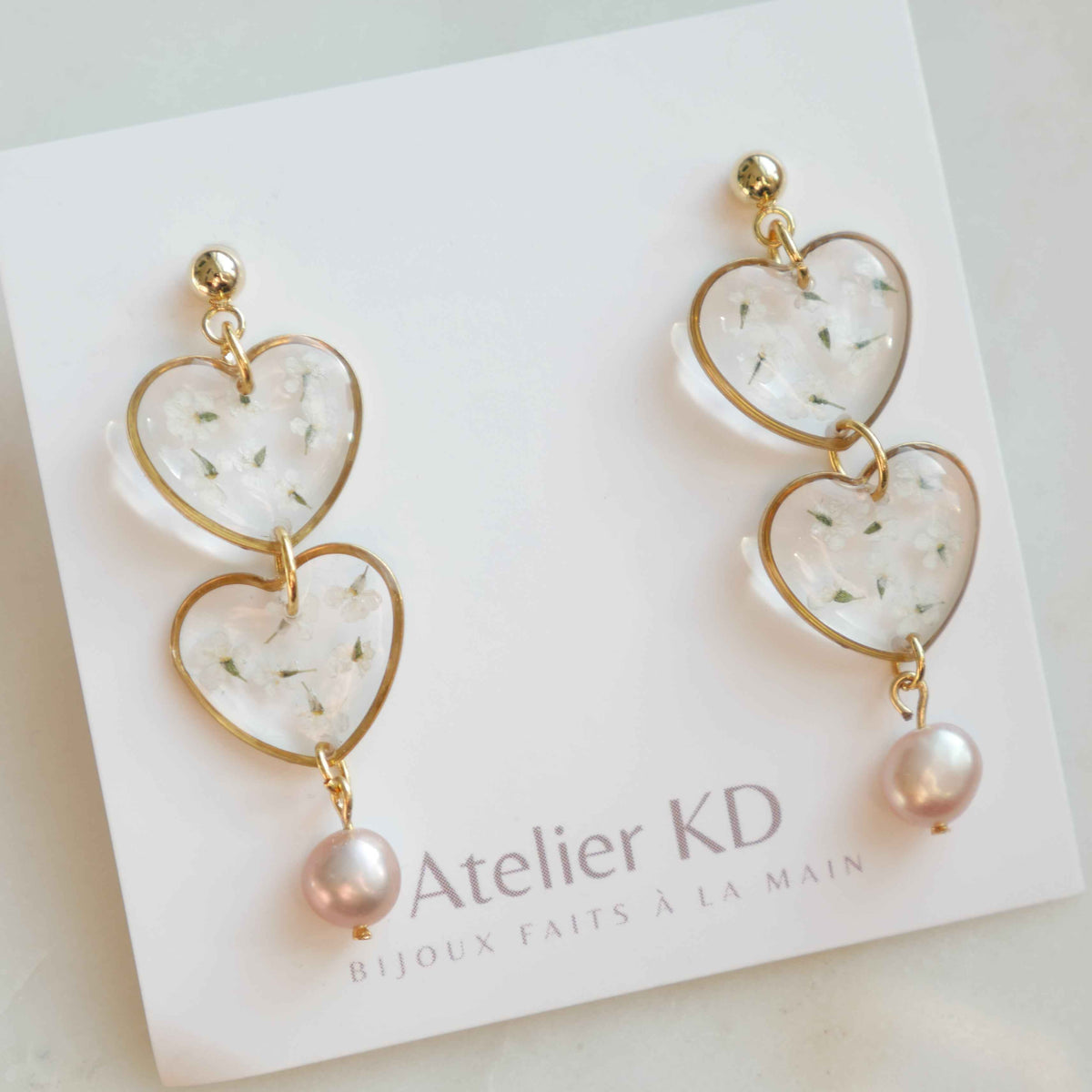 Boucles d'oreilles Perla duo - coeur