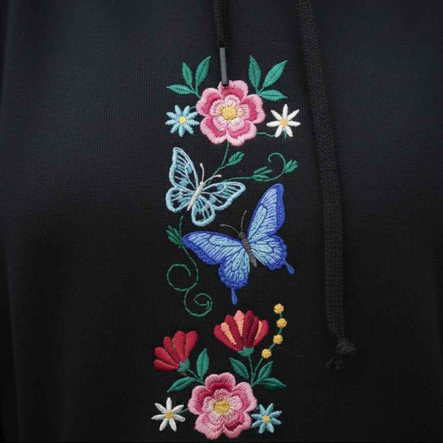Embroidered Hoodies (Butterfly )