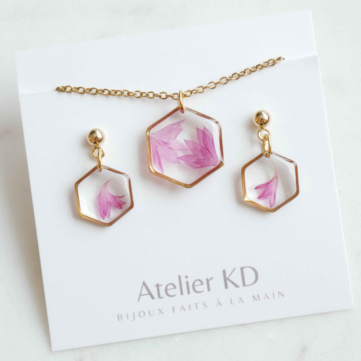 Parure Centaurée rose - hexa (moyen)