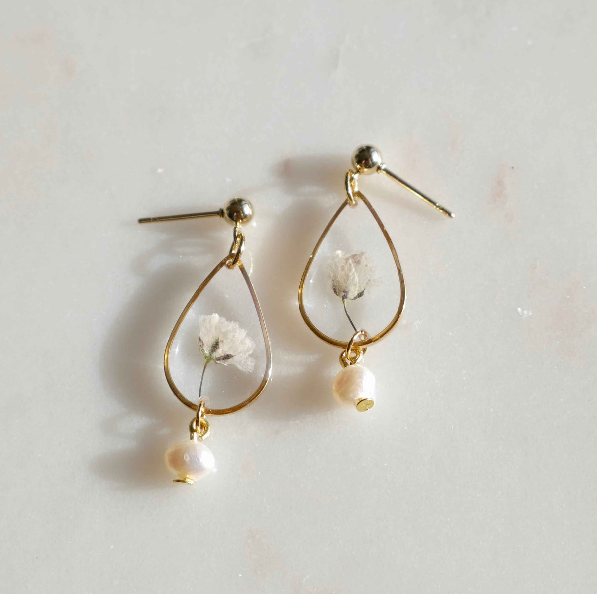 Boucles d’oreilles Perla - gypsophile - goutte (moyen)