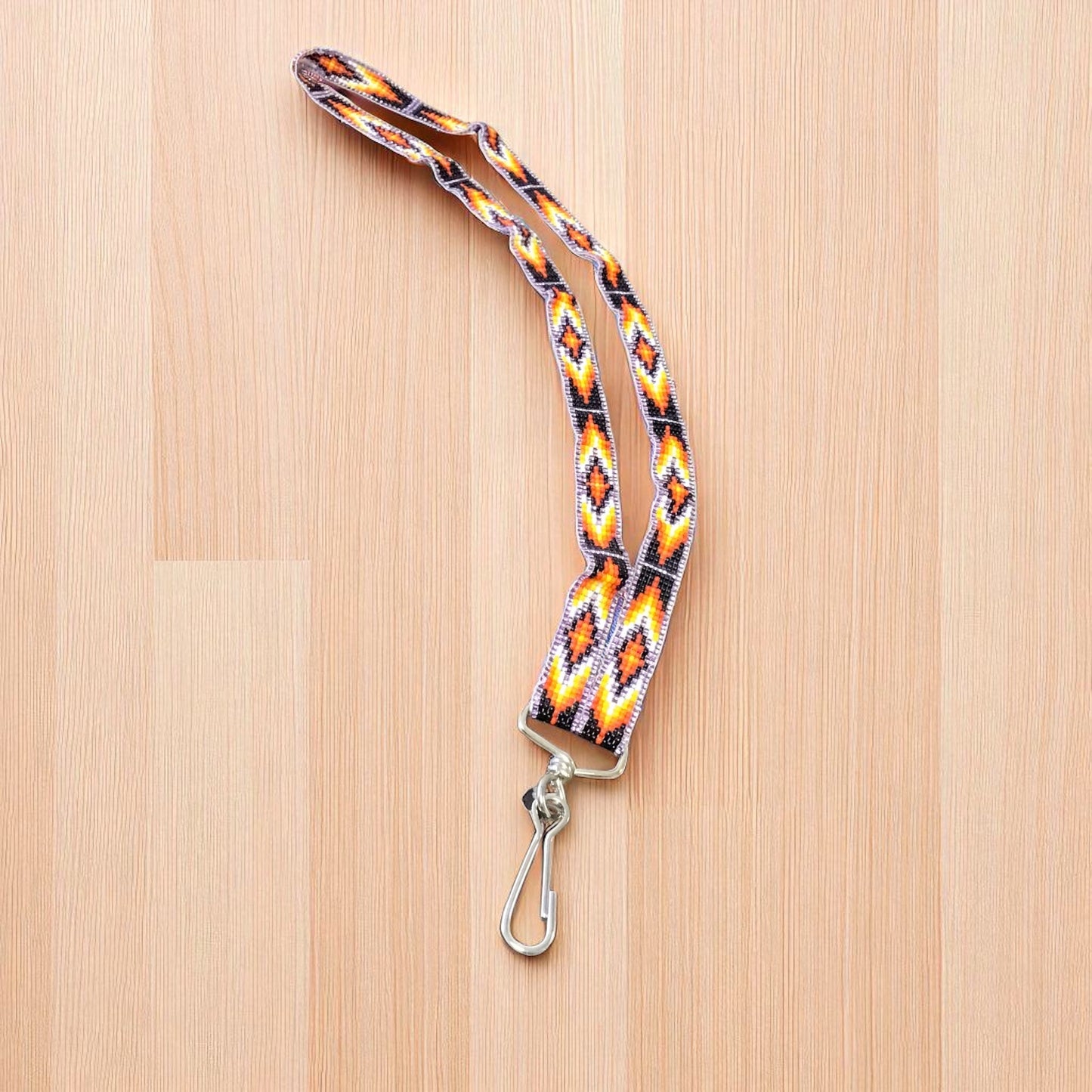 Purple black black Native Beaded Lanyard