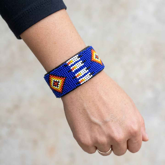 Beaded Cuff Bracelet(Blue)