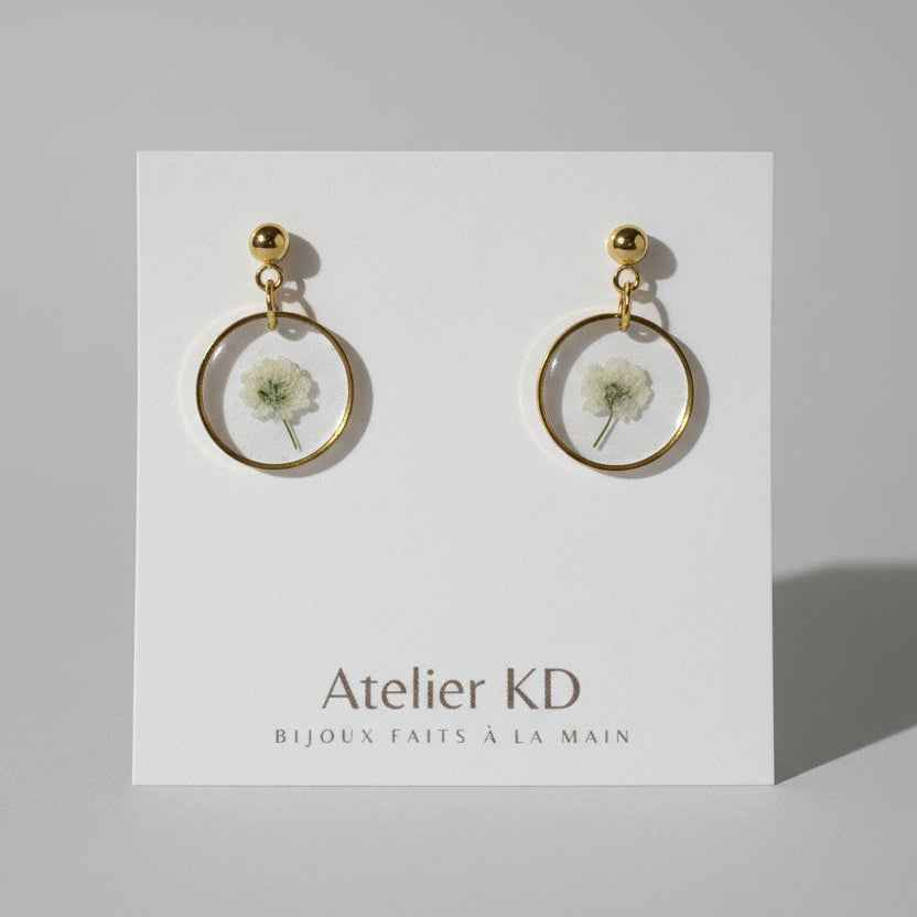 Boucles d'oreilles Gigi blanc - rond (moyen 16mm)