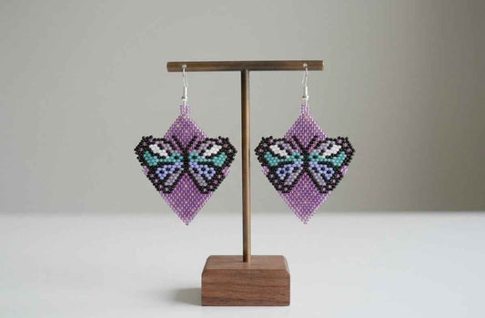 Butterfly Beaded Earrings (Purple)