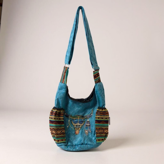 Buffalo Skull Embroidered Crossbody Bag
