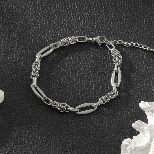 SORRENTO Silver (White Gold): Mixed Link Chain Bracelet