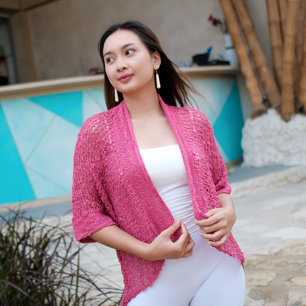 Short Sleeved Cardigan - Pink