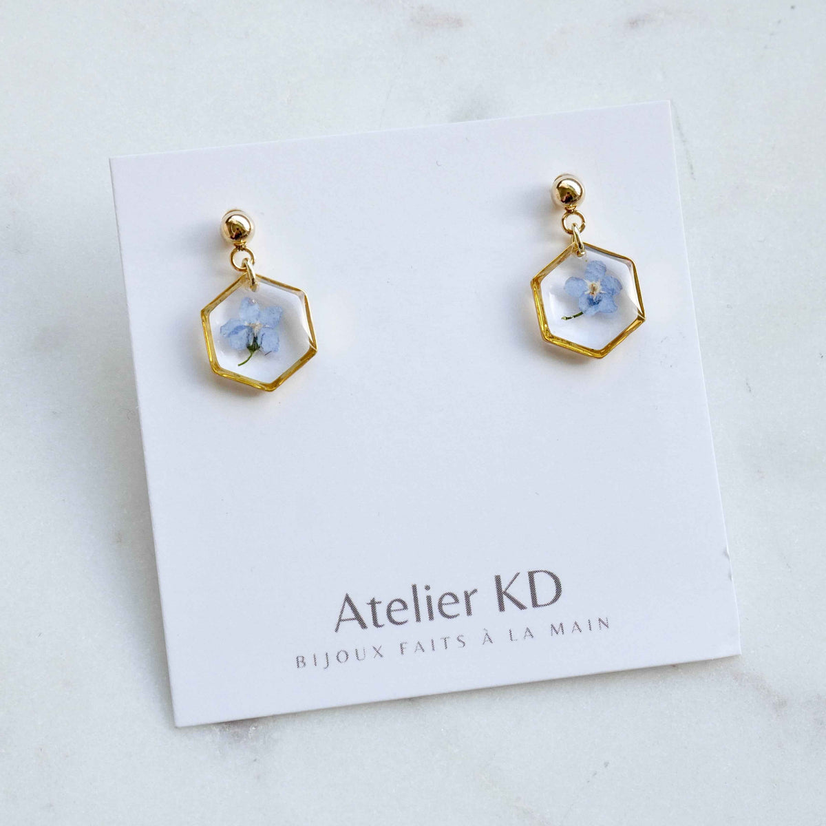 Boucles d’oreilles myosotis - hexa (mini 12mm)