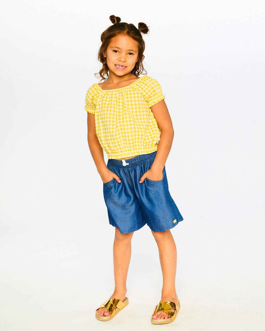Peasant Top Yellow Gingham