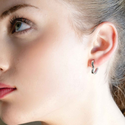 LARAZINA White Gold (Silver Toned): Heart-Shaped Daily Wear Chic Hoops – Love Your Look, Every Day