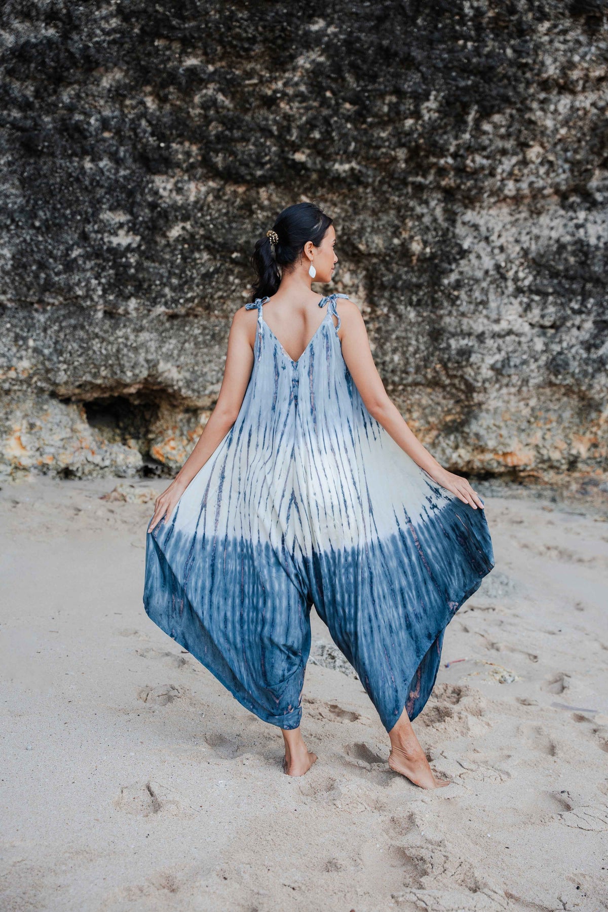 Tie Dye Lapis Ombre Romper - Grey & Cream