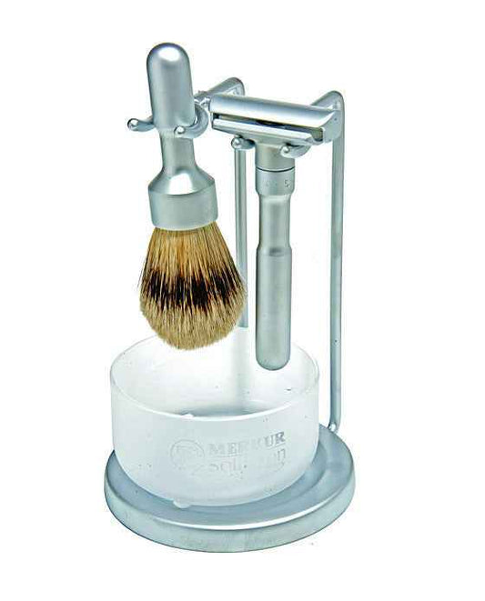 Merkur Futur Adjustable 4-Piece Luxury Shaving Set (Matte Satin Finish)