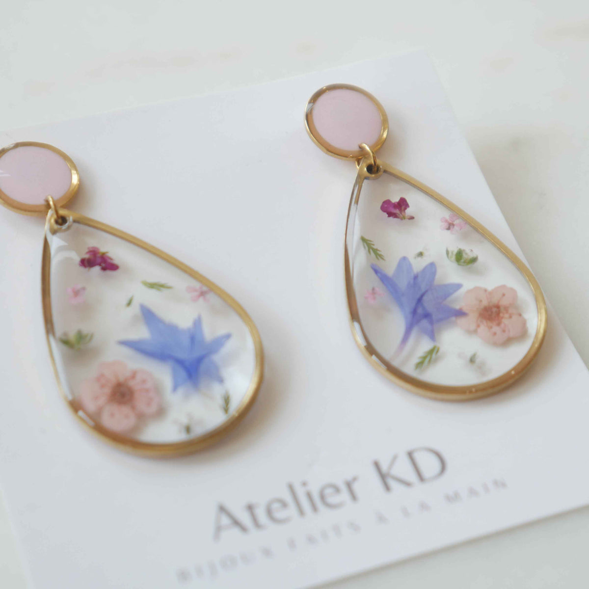 Boucles d'oreilles duo printemps Maia - goutte (XL 32mm)