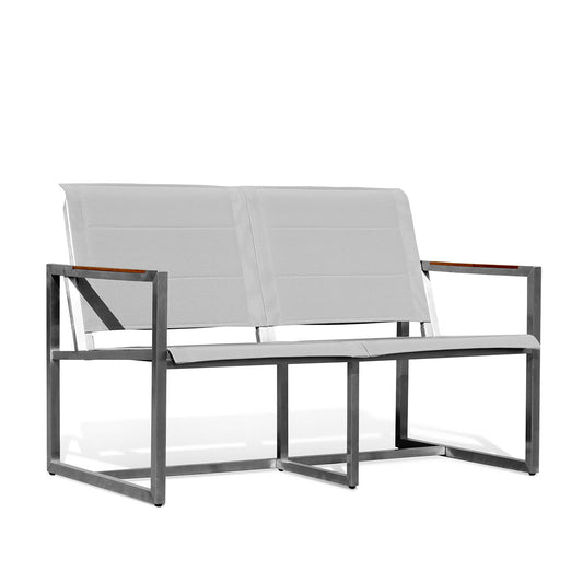 Pine Stainless Steel & Teak Outdoor Sling Loveseat - AURABAGS SHOP