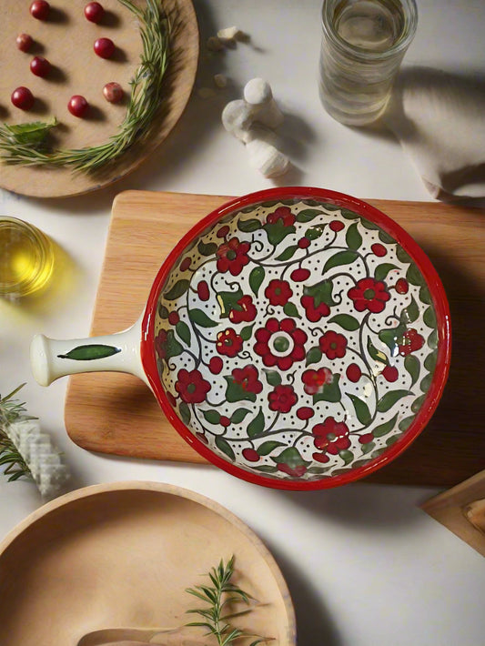 Handmade Ceramic Serving Pan 6 Inch Appetizer & Snack Dish Floral & Various Designs