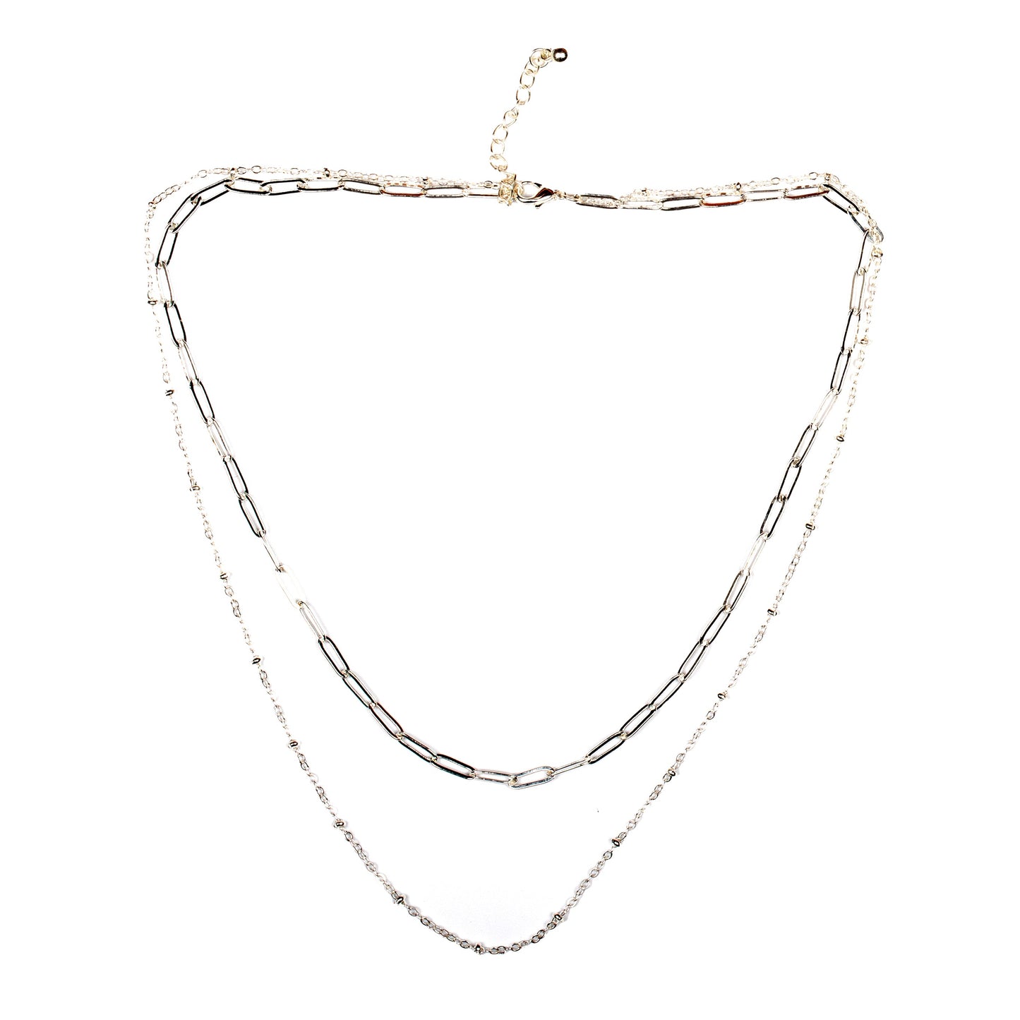 Double Chain Necklace - Silver Plate