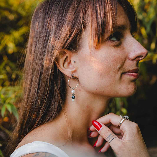 Boucles d’oreilles en pierres naturelles et perles d’eau douce | CHLORIS