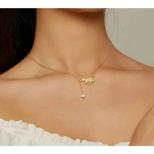 Breathtaking 925 Sterling Silver Cat Necklace | Elegant Pendant Collarbone Jewelry Scn232 In 3 Colors