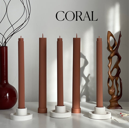 Ribbed Soy Wax Taper Candle: Unscented Event Decor