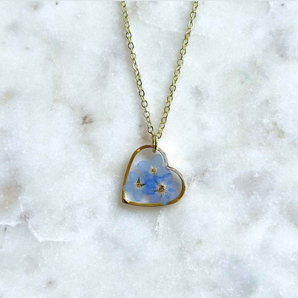 Collier Myosotis - grand coeur 20mm