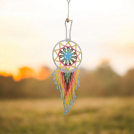 Silver and yellow red,Celestial Beaded Handmade Dreamcatcher