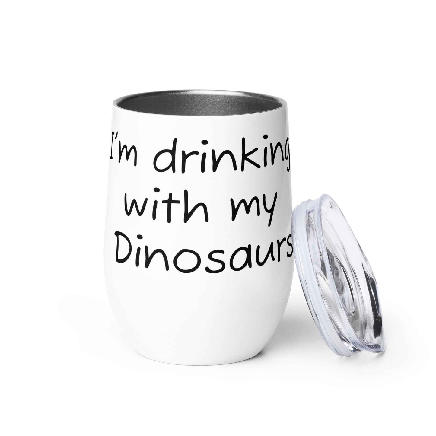 Chickasaurous Battle Wine tumbler