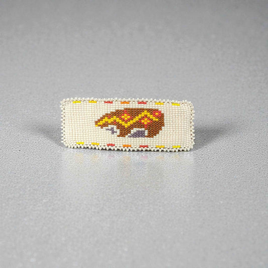 Rectangular Beaded Barrette - Bear