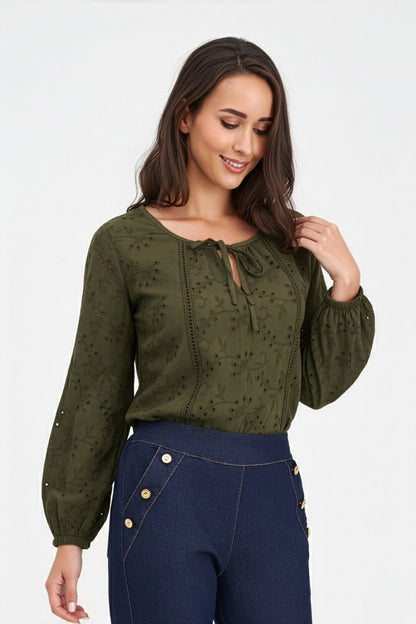 Women's Knit/Woven Combo Top