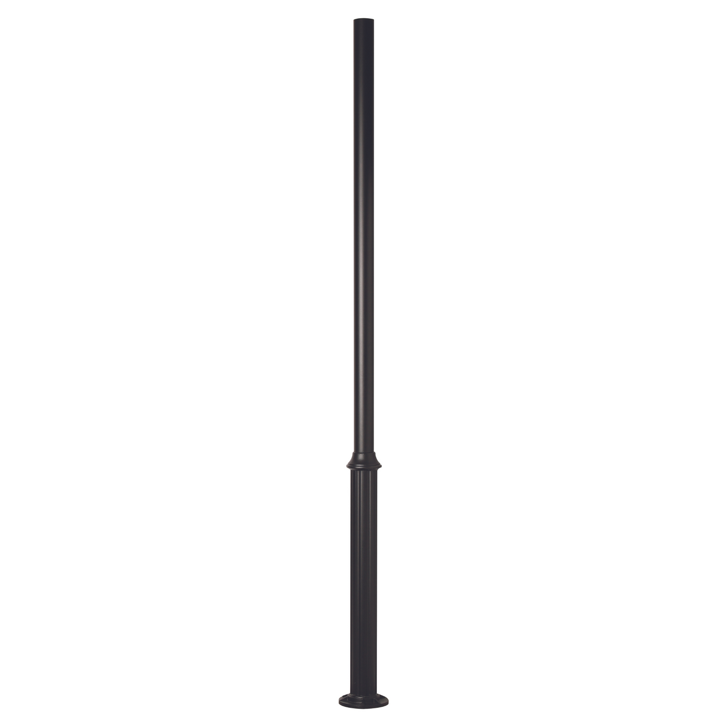 Poteau d'aluminium rond de 3'' base soudée cannelée avec boulons d'ancrage