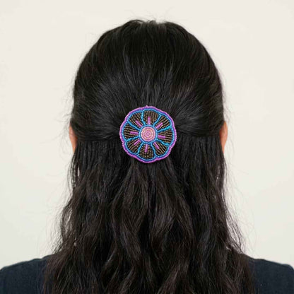 Golden Beaded Flower Barrette