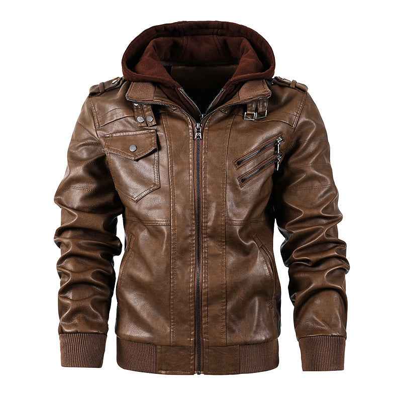 Men's Motorcycle-Style PU Leather Jacket