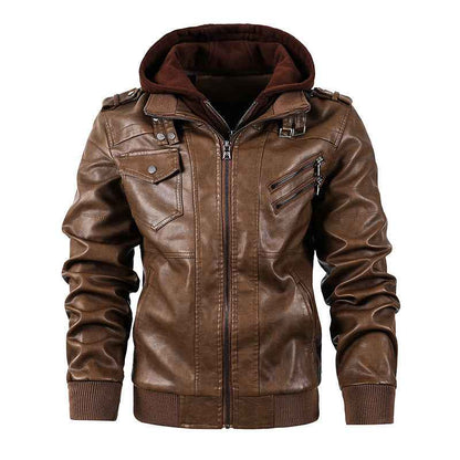 Men's Motorcycle-Style PU Leather Jacket