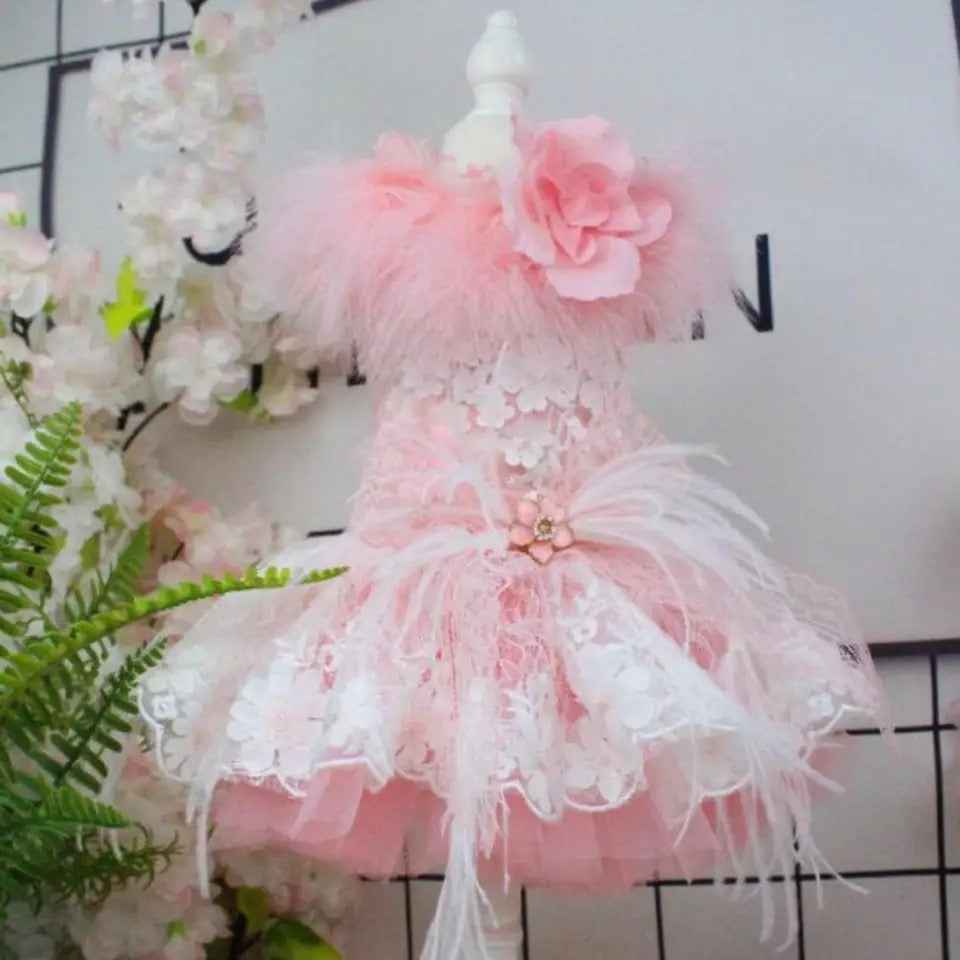 Baby Boo Feather Dog Dress | Elegant Occasion Dog Dress