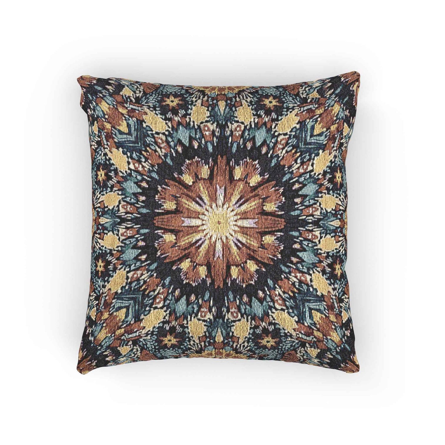 Geometric Mandala Woven Pillow | Boho Mosaic Throw Pillow