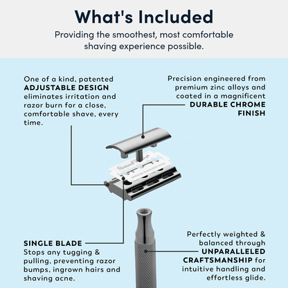 Rockwell 2C Adjustable DE Safety Razor - Gunmetal (2 Settings)