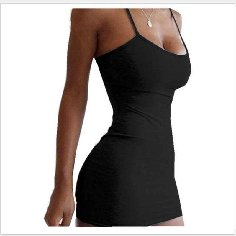 Pure Color Simple Hanging Neck Tight-Fit Dress – Women's Sleeveless Bodycon Slip Dress
