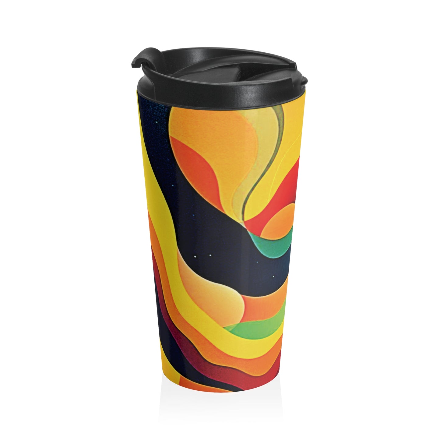 Retro Abstract Stainless Steel Travel Mug — Colorful Psychedelic Wave Design - AURABAGS SHOP