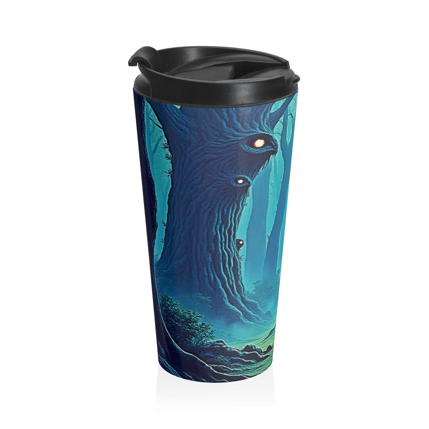 Travel Mug — Mystical Forest with Hidden Tree Spirits Stainless Steel Tumbler - AURABAGS SHOP