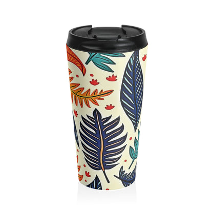 Colorful Tropical Leaves travel mug | Stainless Steel Tumbler - AURABAGS SHOP