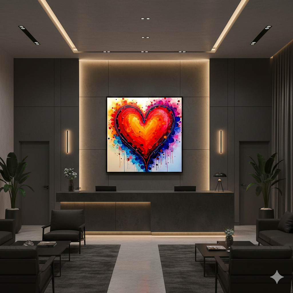 Vibrant Abstract Heart Digital Art - Colorful Watercolor Splatter Print - AURABAGS SHOP