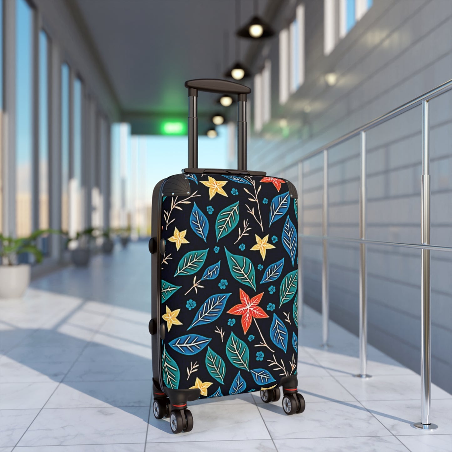 Floral Leaves Carry-On Suitcase – Colorful Tropical Travel Luggage