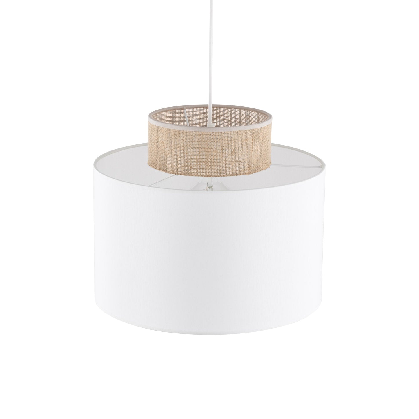 Duo White Jute Scandinavian Pendant Ceiling Light for Kitchen Island, Dining Room & Natural Interiors - AURABAGS SHOP