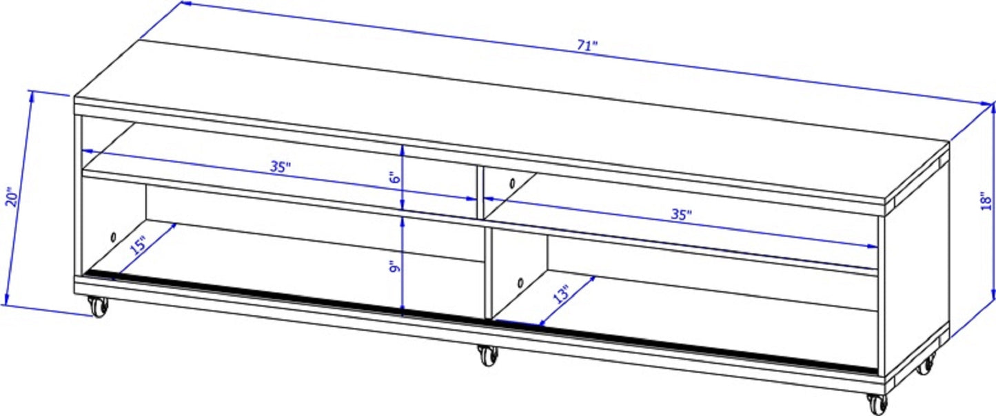 Eureka Modern TV-Lowboard „70.47" mit 4 Ablagen – Schwarz/Ahorn-Creme