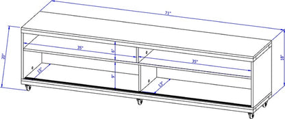 Eureka Modern TV-Lowboard „70.47" mit 4 Ablagen – Schwarz/Ahorn-Creme