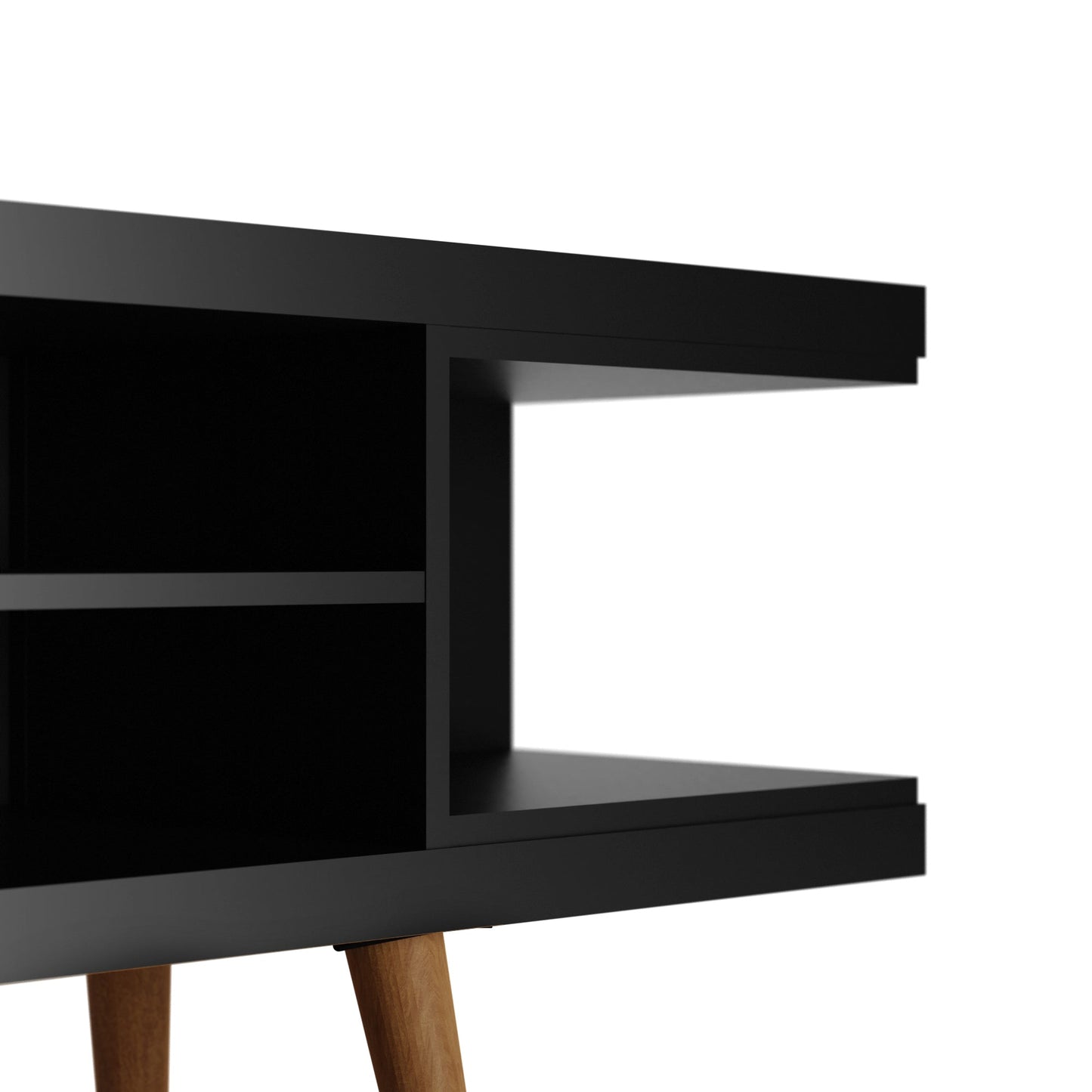 Eureka Modern TV-Lowboard „70.47" mit 4 Ablagen – Schwarz/Ahorn-Creme