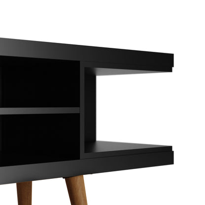 Eureka Modern TV-Lowboard „70.47" mit 4 Ablagen – Schwarz/Ahorn-Creme